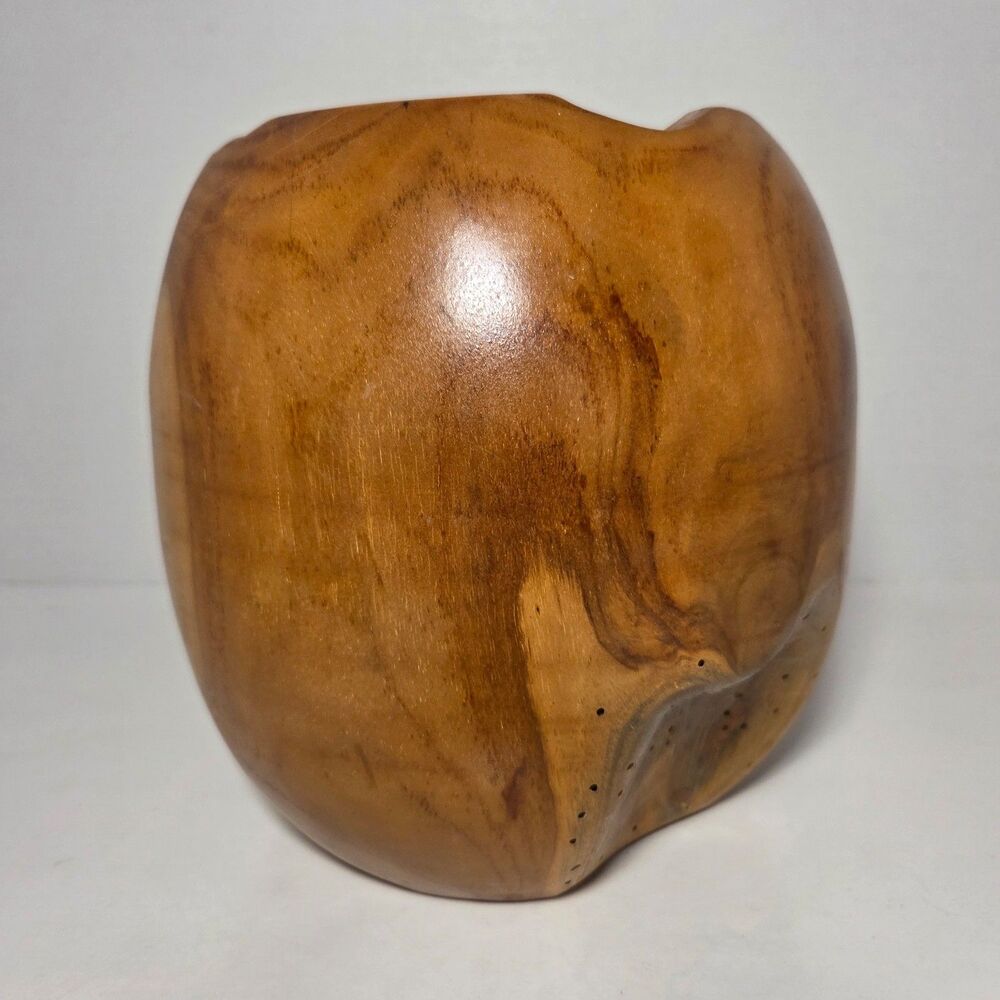 Hand Turned Ambrosia Maple Wood Vase Hollow Form Live Edge Rustic Artisan Vessel